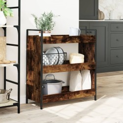 Chariot de cuisine chêne fumé 70x30x82 cm bois d'ingénierie 531685531685