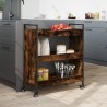 Chariot de cuisine chêne fumé 70x30x82 cm bois d'ingénierie 531685531685