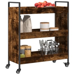 Chariot de cuisine chêne fumé 70x30x82 cm bois d'ingénierie 531685531685