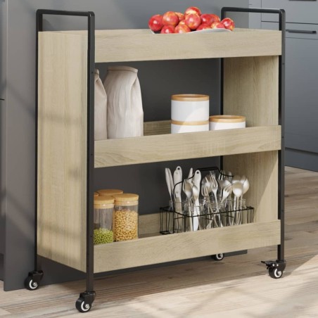 Chariot de cuisine chêne sonoma 70x30x82 cm bois d'ingénierie 531687531687