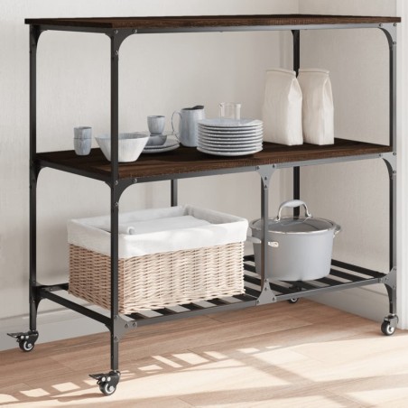 Chariot de cuisine chêne marron 100x50x95 cm bois d'ingénierie 531688531688