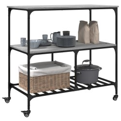 Chariot de cuisine sonoma gris 100x50x95 cm bois d'ingénierie 531689531689