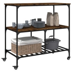 Chariot de cuisine chêne fumé 100x50x95 cm bois d'ingénierie 531690531690