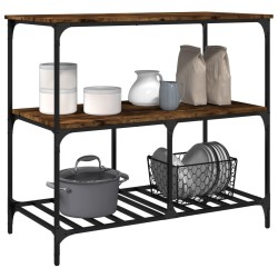 Chariot de cuisine chêne fumé 100x50x95 cm bois d'ingénierie 531690531690