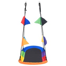 Balançoire nid d'oiseau avec fanions 165x70 cm 531697531697