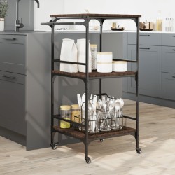 Chariot de cuisine chêne marron 60,5x50x105cm bois d'ingénierie 531768531768