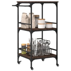 Chariot de cuisine chêne marron 60,5x50x105cm bois d'ingénierie 531768531768