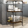 Chariot de cuisine chêne fumé 60,5x50x105 cm bois d'ingénierie 531769531769