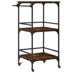 Chariot de cuisine chêne fumé 60,5x50x105 cm bois d'ingénierie 531769531769