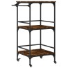 Chariot de cuisine chêne fumé 60,5x50x105 cm bois d'ingénierie 531769531769