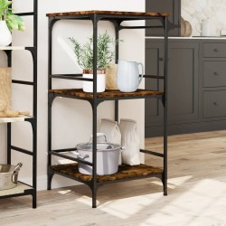 Chariot de cuisine chêne fumé 60,5x50x105 cm bois d'ingénierie 531769531769