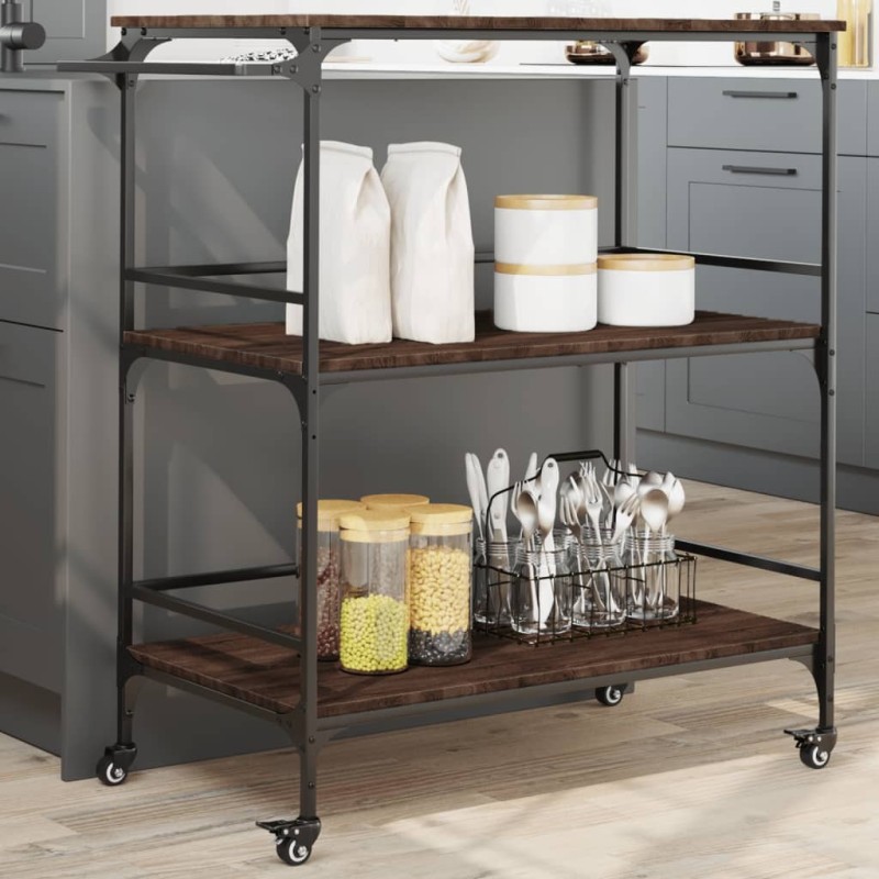 Chariot cuisine chêne marron 100,5x50x105 cm bois d'ingénierie 531770531770