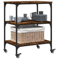 Chariot de cuisine chêne fumé 60x41x76 cm bois d'ingénierie 531800531800