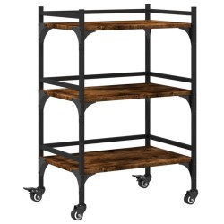 Chariot de cuisine chêne fumé 50x35x75,5 cm bois d'ingénierie 531805531805