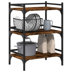 Chariot de cuisine chêne fumé 50x35x75,5 cm bois d'ingénierie 531805531805