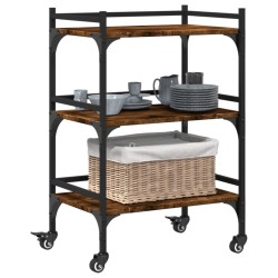 Chariot de cuisine chêne fumé 50x35x75,5 cm bois d'ingénierie 531805531805