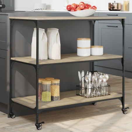 Chariot de cuisine chêne sonoma 102x50x95 cm bois d'ingénierie 531815531815