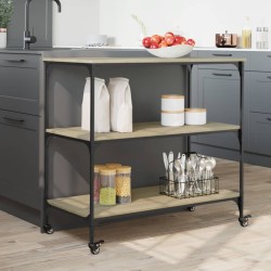 Chariot de cuisine chêne sonoma 102x50x95 cm bois d'ingénierie 531815531815
