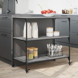 Chariot de cuisine sonoma gris 102x50x95 cm bois d'ingénierie 531826531826