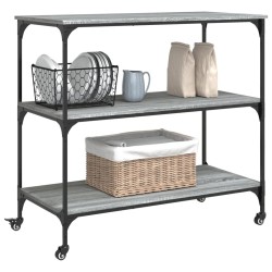 Chariot de cuisine sonoma gris 102x50x95 cm bois d'ingénierie 531826531826