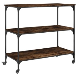 Chariot de cuisine chêne fumé 102x50x95 cm bois d'ingénierie 531827531827