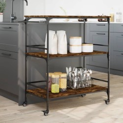 Chariot de cuisine chêne fumé 100,5x50x105 cm bois d'ingénierie 531829531829