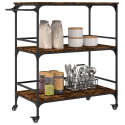 Chariot de cuisine chêne fumé 100,5x50x105 cm bois d'ingénierie 531829531829