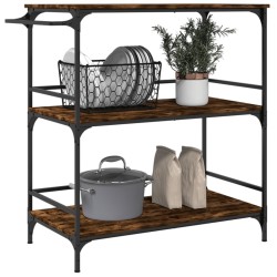 Chariot de cuisine chêne fumé 100,5x50x105 cm bois d'ingénierie 531829531829