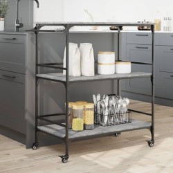 Chariot de cuisine sonoma gris 100,5x50x105cm bois d'ingénierie 531831531831