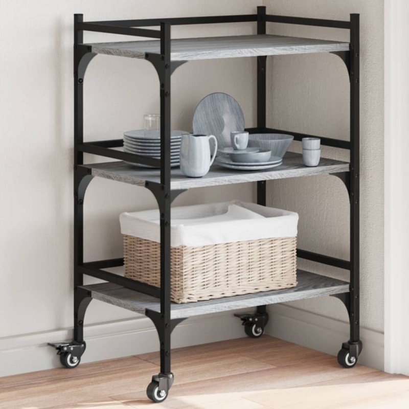 Chariot de cuisine sonoma gris 50x35x75,5 cm bois d'ingénierie 531839531839