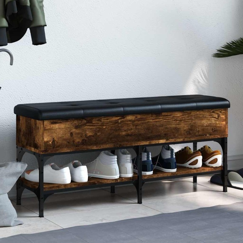 Banc à chaussures chêne fumé 102x32x45 cm bois d'ingénierie 531888531888