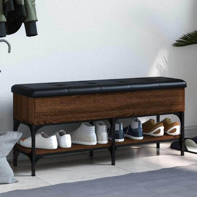 Banc à chaussures chêne marron 102x32x45 cm bois d'ingénierie 531889531889