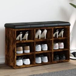 Banc à chaussures chêne fumé 82x32x50 cm bois d'ingénierie 531902531902