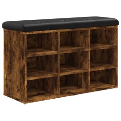 Banc à chaussures chêne fumé 82x32x50 cm bois d'ingénierie 531902531902