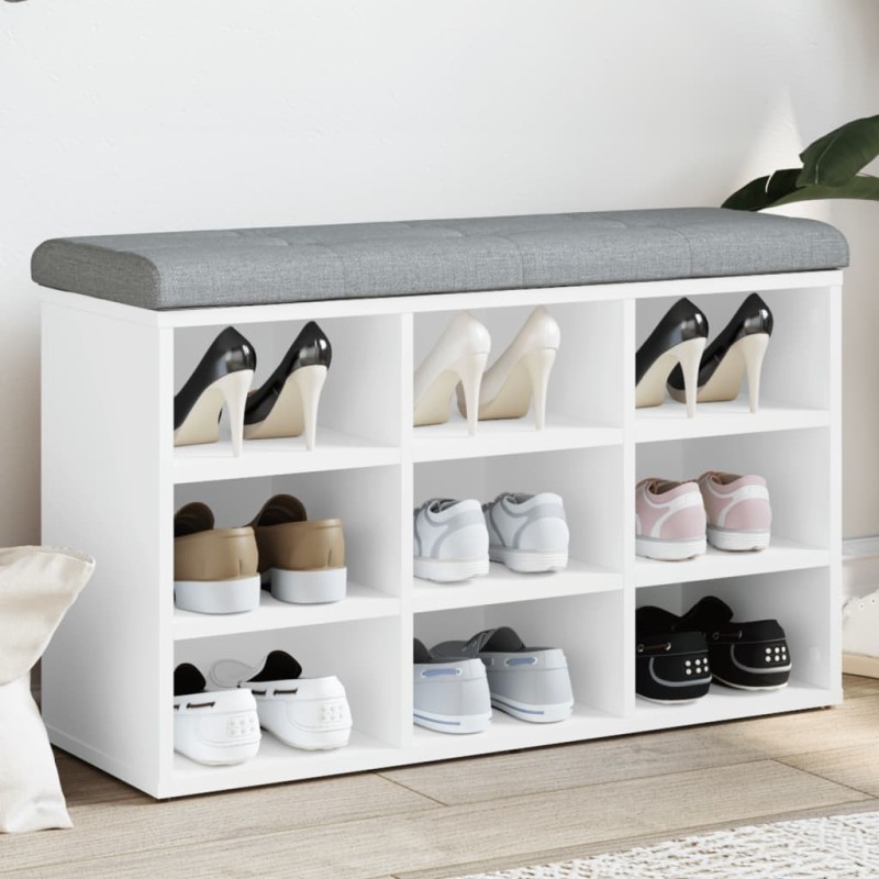 Banc à chaussures Blanc 82x32x50 cm Bois d'ingénierie 531906531906