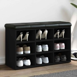 Banc à chaussures noir 82x32x50 cm bois d'ingénierie 531909531909