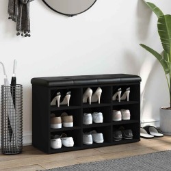 Banc à chaussures noir 82x32x50 cm bois d'ingénierie 531909531909