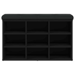 Banc à chaussures noir 82x32x50 cm bois d'ingénierie 531909531909