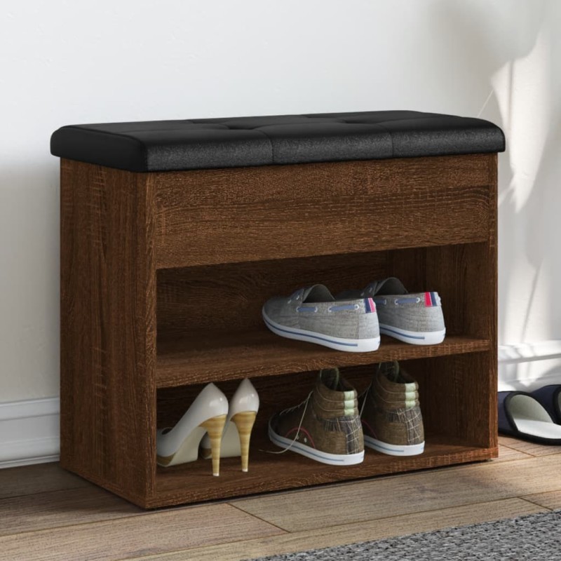 Banc à chaussures chêne marron 62x32x50 cm bois d'ingénierie 531910531910