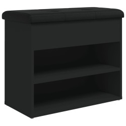 Banc à chaussures noir 62x32x50 cm bois d'ingénierie 531911531911