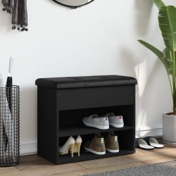 Banc à chaussures noir 62x32x50 cm bois d'ingénierie 531911531911