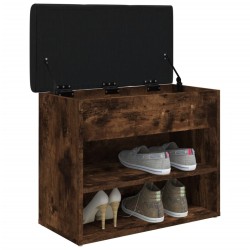Banc à chaussures chêne fumé 62x32x50 cm bois d'ingénierie 531912531912