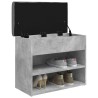 Banc à chaussures gris béton 62x32x50 cm bois d'ingénierie 531914531914