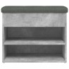 Banc à chaussures gris béton 62x32x50 cm bois d'ingénierie 531914531914