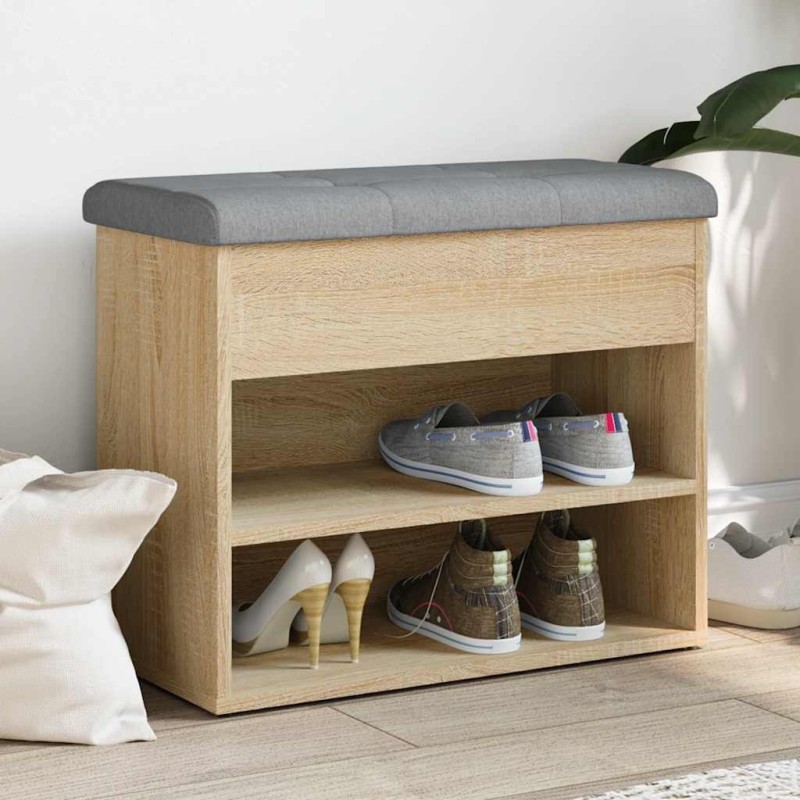 Banc à chaussures chêne sonoma 62x32x50 cm bois d'ingénierie 531915531915