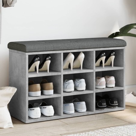 Banc à chaussures gris béton 82x32x50 cm bois d'ingénierie 531917531917