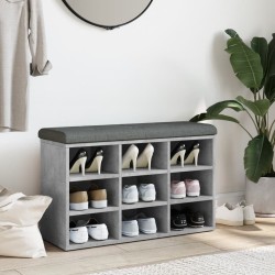 Banc à chaussures gris béton 82x32x50 cm bois d'ingénierie 531917531917