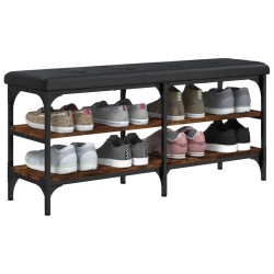 Banc à chaussures chêne fumé 102x32x47 cm bois d'ingénierie 531925531925