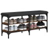 Banc à chaussures chêne fumé 102x32x47 cm bois d'ingénierie 531925531925