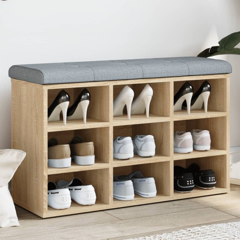 Banc à chaussures Chêne Sonoma 82x32x50 cm Bois d'ingénierie 531928531928